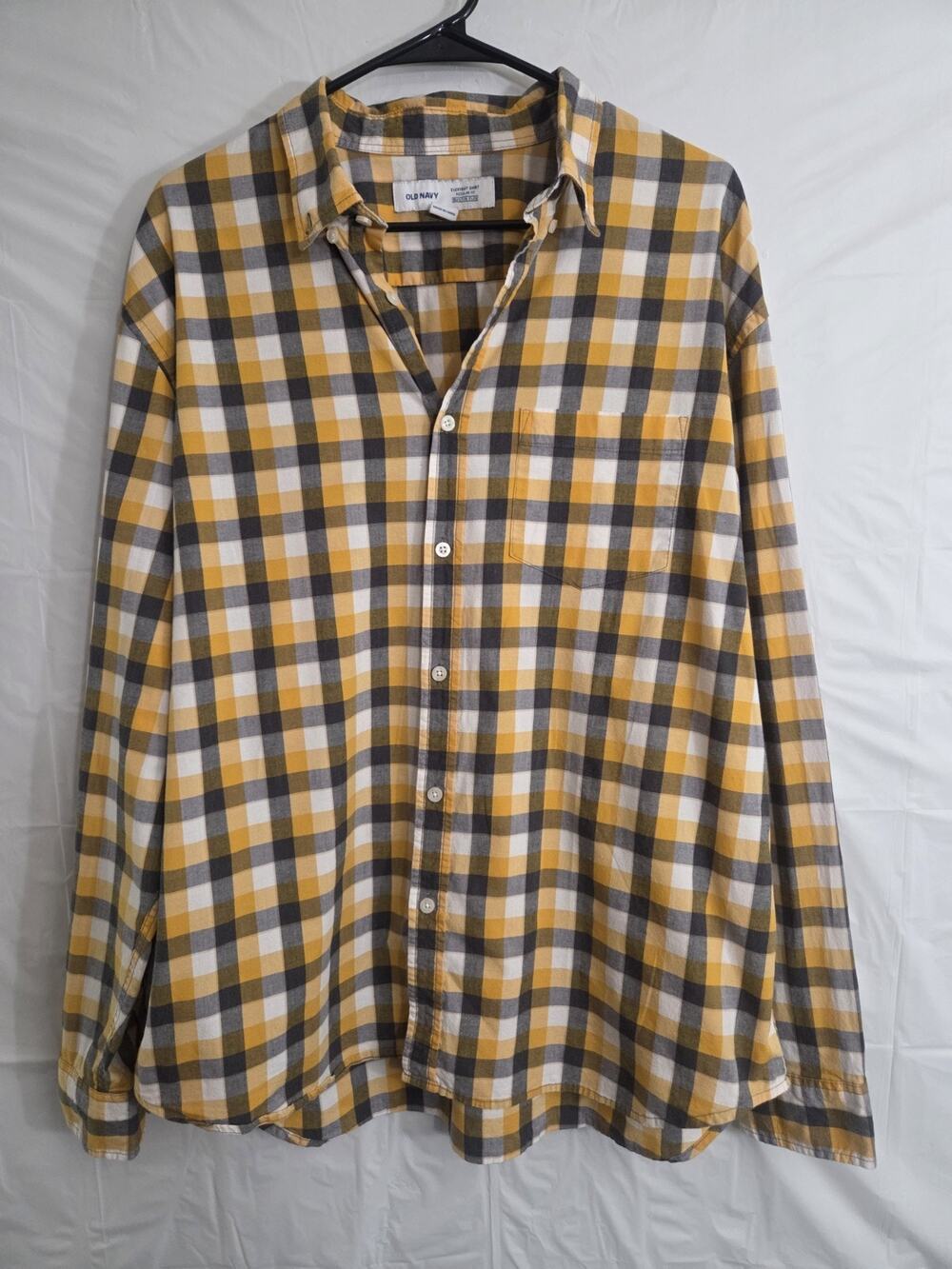 Old Navy Built-in Flex Button Down Shirt Mens XL Plaid Everyday Shirt Casual